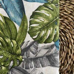 Loneta Hojas Grandes en Azul