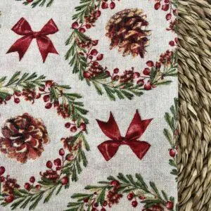 Loneta Navidad con Lazos y Guirnaldas