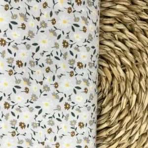 Popelín Flor Liberty Beige y Blanca